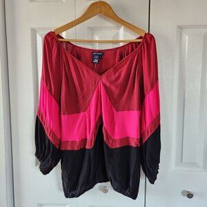 Max Edition Womens Blouse Size Large V-Neck Lighweight 3/4 Sleeve